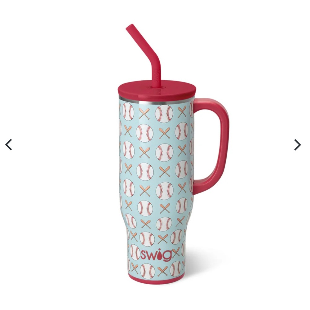 Swig Life Home Run Baseball Patterned Mega Mug Tumbler -  40 Oz - NWOT